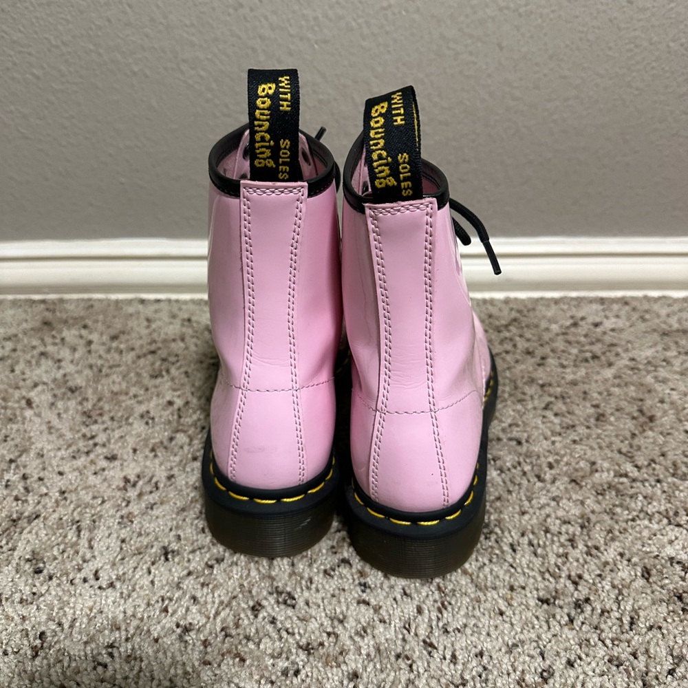 Dr. Martens Pink Lace-Up Patent Leather Boots - Picture 3 of 4